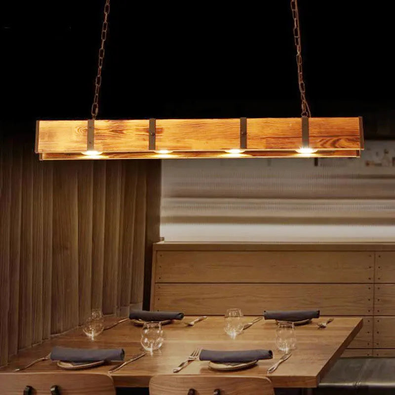 Lustre Vintage américaine en bois salle à manger Bar Table magasin de vêtements de Style industriel éclairage Led - vue 4 sur 7
