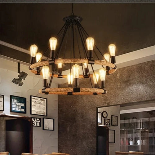 lustre rétro à cordes pour décoration moderne intérieure - vue 4 sur 9