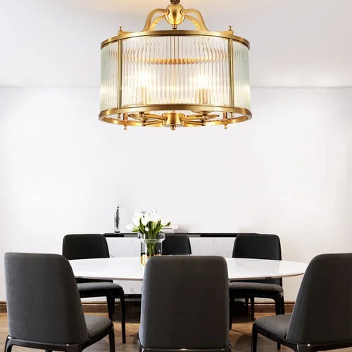 lustre de luxe moderne en cuivre doré avec éclairage led - vue 2 sur 12