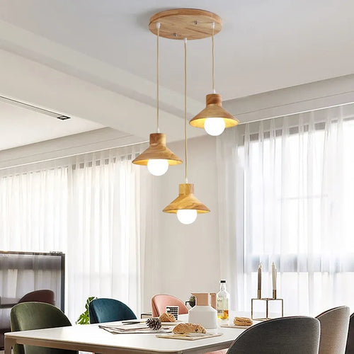 Suspension LED en bois au design nordique E27 - vue 3 sur 13