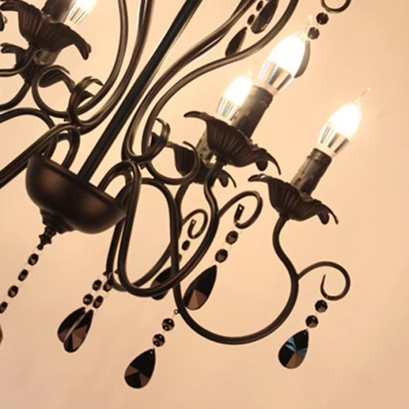 lampe à bougie en fer et cristal de luxe pour décoration intérieure - vue 6 sur 12