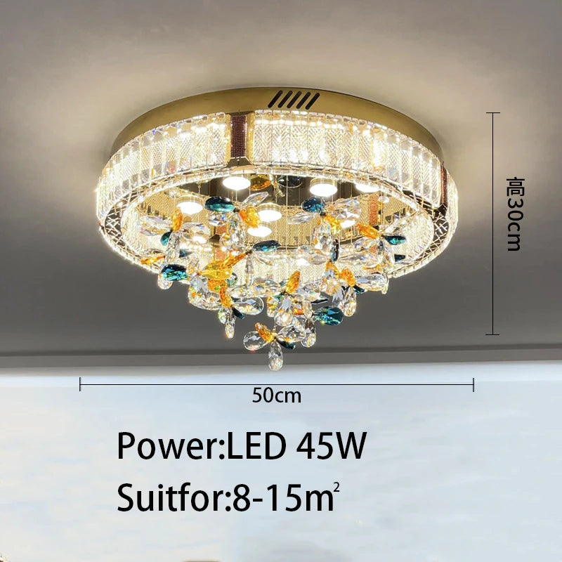 Plafonnier moderne en cristal luxe pour intérieur de villa - vue 8 sur 9