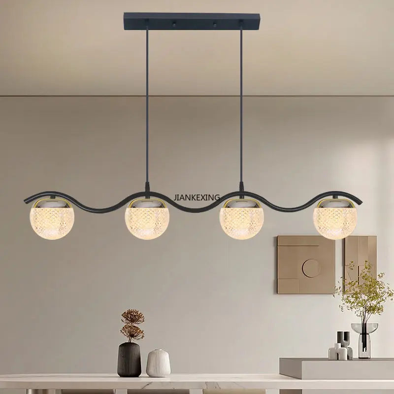 lustre moderne avec abat-jour en verre pour décoration maison - vue 5 sur 14