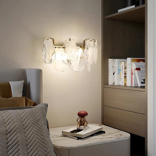 lustre moderne en verre givré doré design suspendu décoratif - vue 4 sur 14