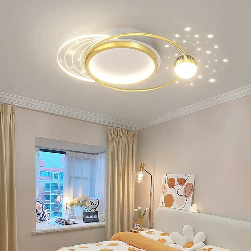 Gold/Black LED Living Room Ceiling Light, RC Dimmable for Kitchen Boys Room Home Decor, Star Decorative Lights. - vue 4 sur 10