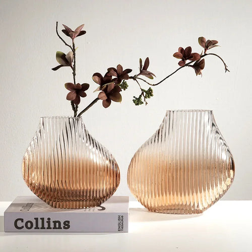 vase en verre soufflé à rayures pour décoration florale créative - vue 5 sur 8