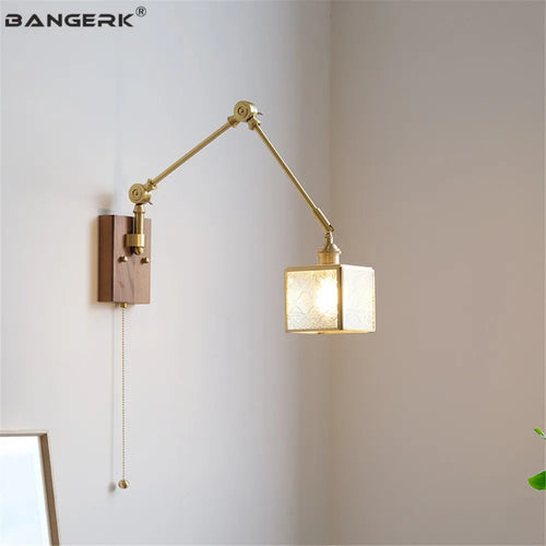 applique murale rétro en cuivre avec bras oscillant et abat-jour réglable - vue 6 sur 9