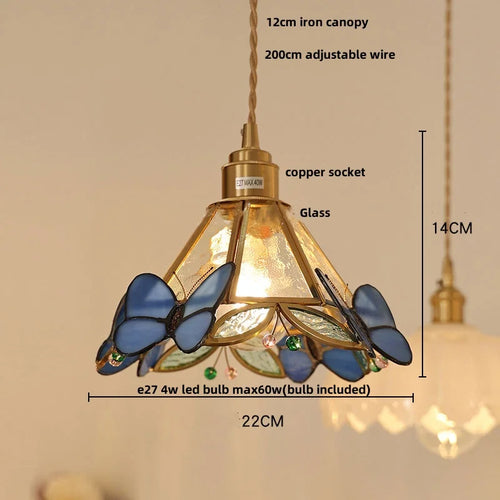 suspension en verre coloré avec fil de bois réglable moderne - vue 7 sur 25