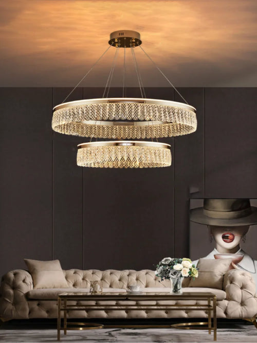 lustre sandyha moderne créatif anneau de luxe en cristal - vue 3 sur 11