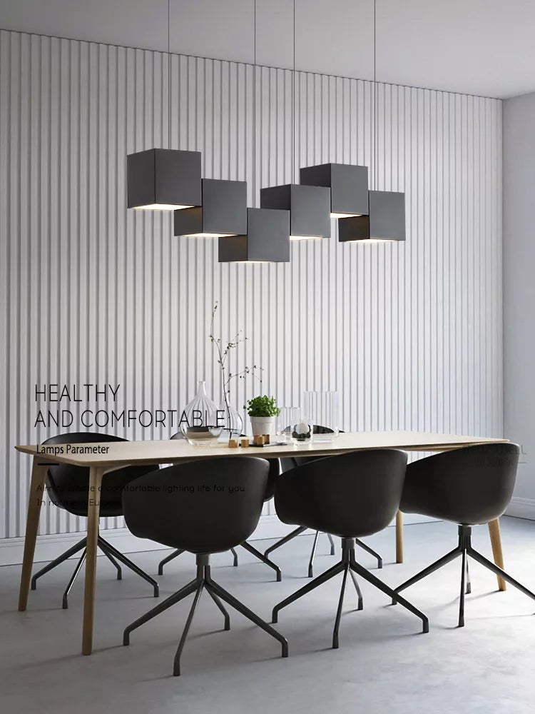 Lampes suspensions salle manger minimalistes modernes bureau géométriques créatives styliste - vue 4 sur 14