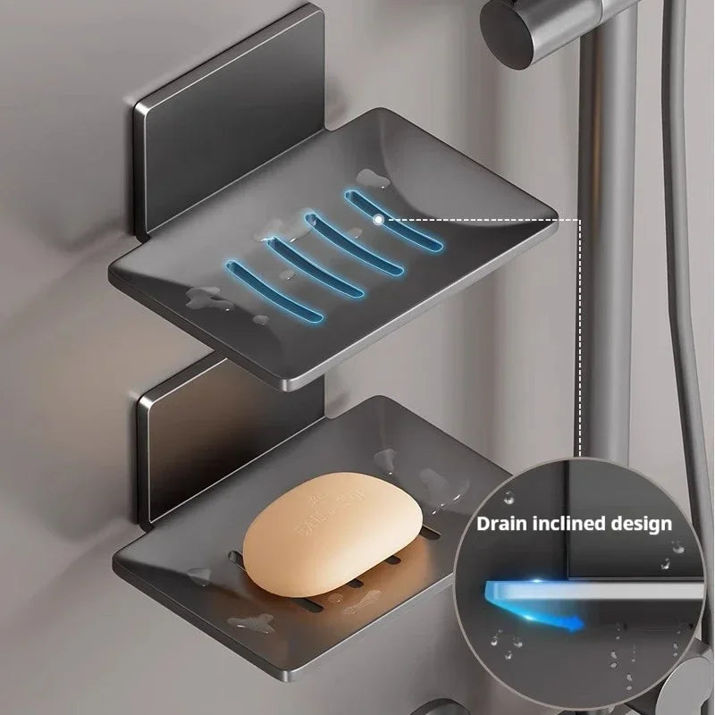 porte-savon mural en aluminium pour rangement de salle de bain et cuisine - vue 5 sur 9