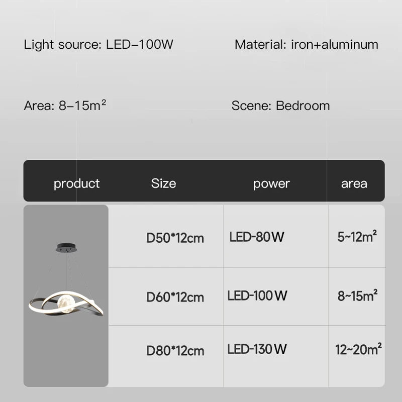 suspension led moderne style art noir pour intérieur - vue 6 sur 12