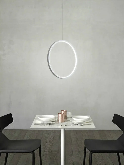 Suspension LED minimalistes lumière anneau rond cercle lustre maison pour salon éclairage intérieur lustre noir luminaires - vue 5 sur 11