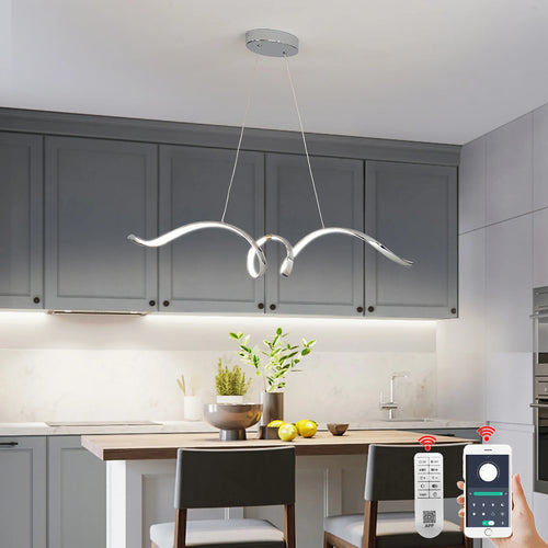 Suspension moderne LED lumière chromé design spirale - vue 3 sur 8