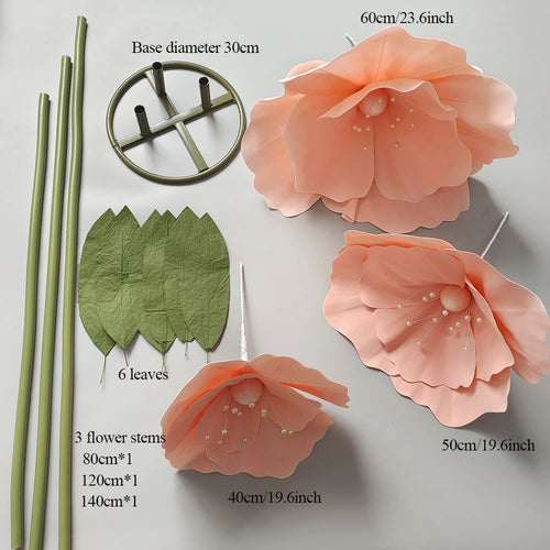 décoration mariage ensemble fleurs artificielles pavot géant pour scène - vue 3 sur 17