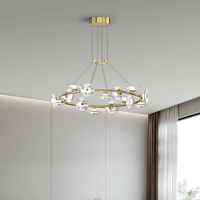 suspension moderne minimaliste en verre et éclairage led créatif - vue 6 sur 12