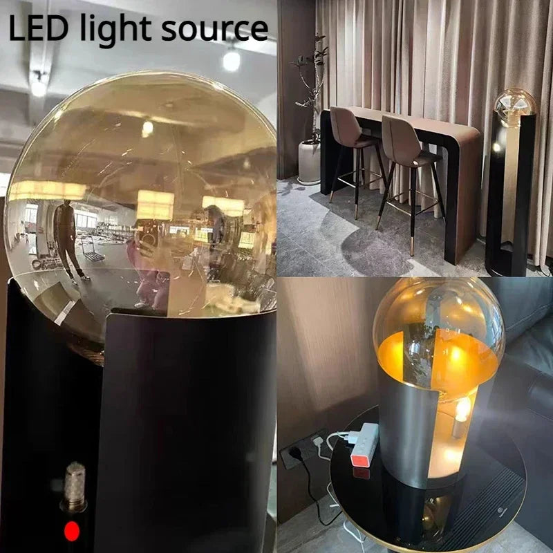 lampadaire moderne en fer et verre avec lumière led décorative - vue 5 sur 10