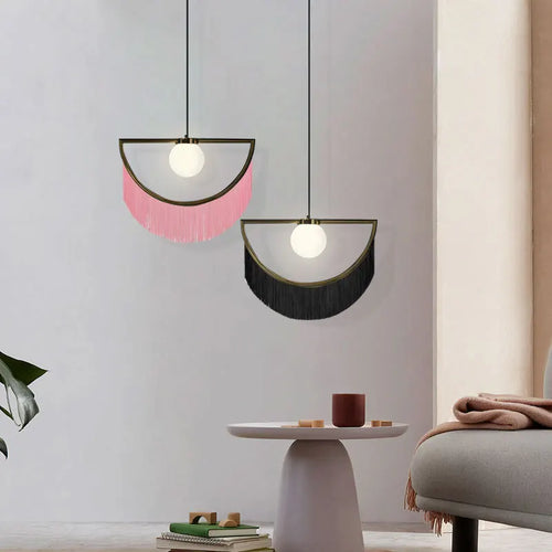 lampe à poser cœur avec pompon rose style nordique créatif - vue 3 sur 12