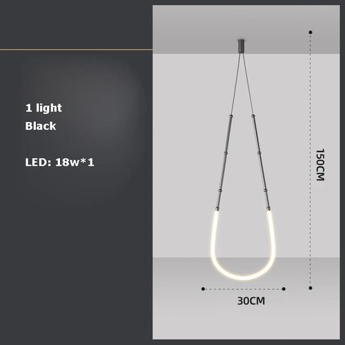 lustre art déco en métal noir avec éclairage led - vue 8 sur 16