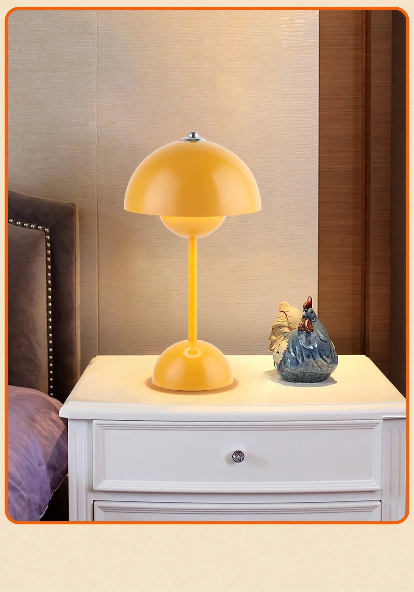 Lampe de table led nordique interrupteur tactile supérieur lampe de table de chargement USB lampe de champignon de bourgeon de fleur lampe de table décorative de table de chevet - vue 2 sur 14