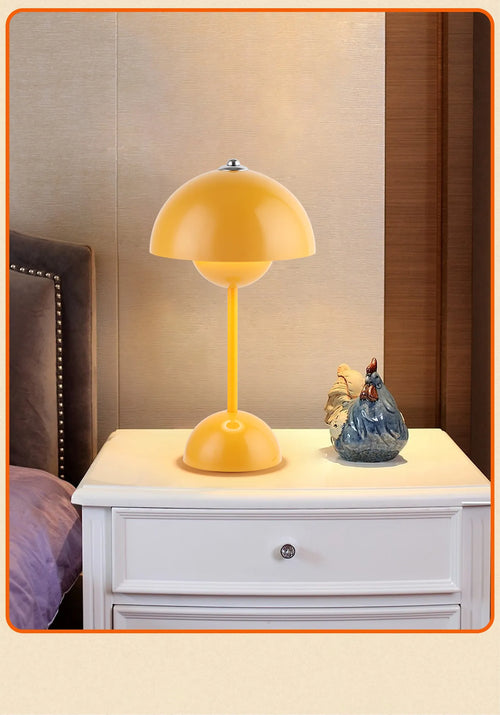 Lampe de table led nordique interrupteur tactile supérieur lampe de table de chargement USB lampe de champignon de bourgeon de fleur lampe de table décorative de table de chevet - vue 3 sur 14