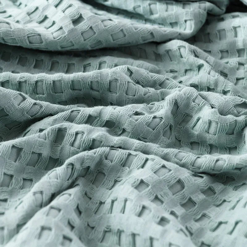 Plaid coton gaufré doux léger toutes saisons intérieur - vue 4 sur 7