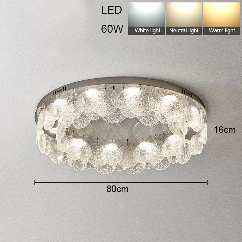 Plafonnier Led rond en verre et cristal - vue 10 sur 10