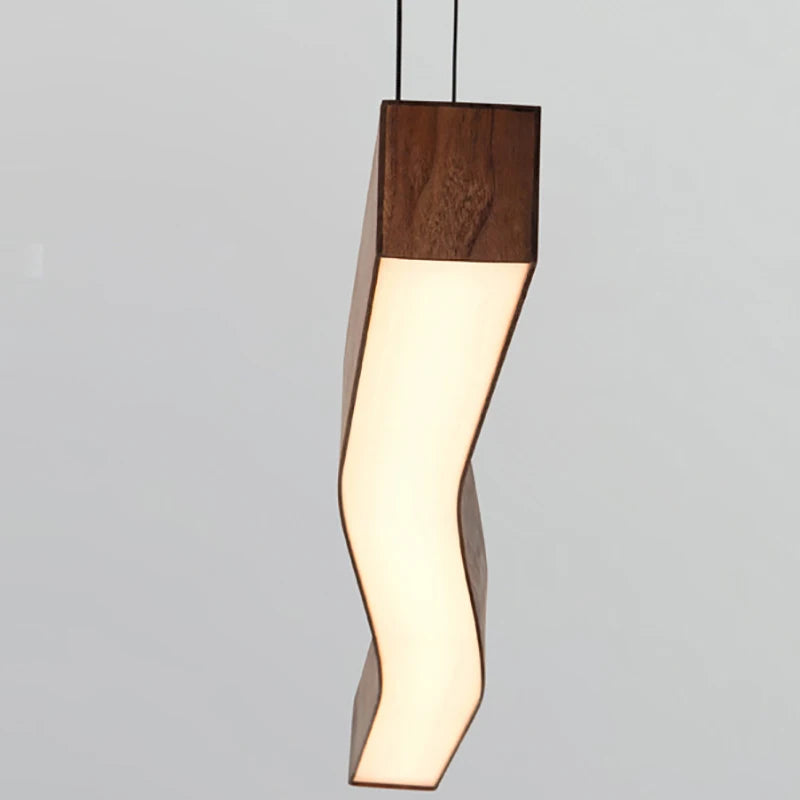 lampe suspendue minimaliste en imitation bois et métal à intensité réglable - vue 5 sur 8