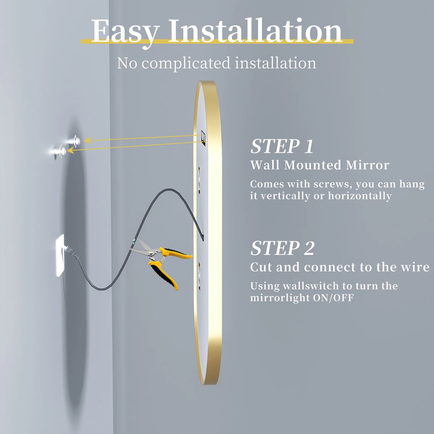 miroir oval à led avec éclairage ajustable et anti-buée - vue 6 sur 8