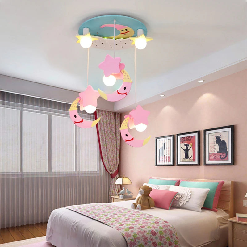plafonnier lune kawaii pour chambre fille design scandinave moderne - vue 4 sur 8