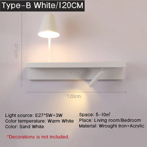 Applique murale de chevet avec étagère 3W - vue 13 sur 14