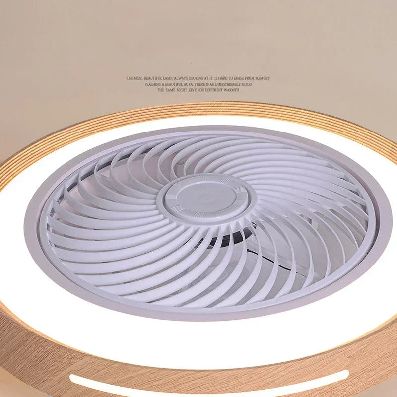 ventilateur électrique moderne en bois avec lumière led à distance - vue 6 sur 7