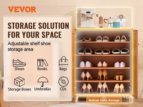 armoire de rangement à chaussures rotin 5 niveaux avec portes - vue 4 sur 7