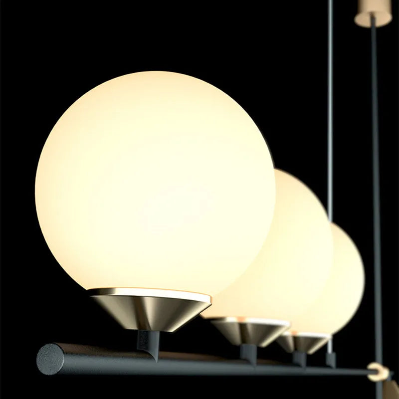 lustre industriel minimaliste en verre et led design - vue 6 sur 18