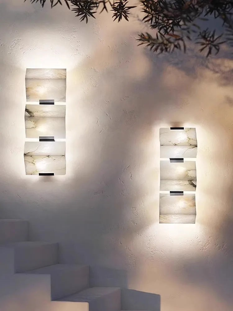 applique murale art deco marbre cube étanche pour intérieur et extérieur - vue 3 sur 12