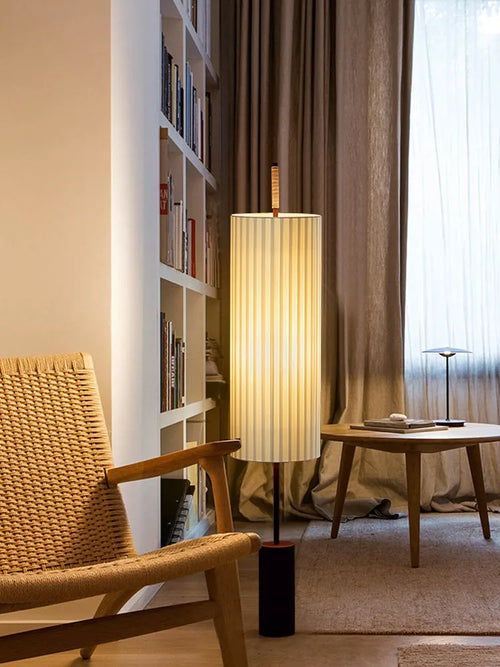 lampe de sol japonaise design créatif en tissu - vue 4 sur 7