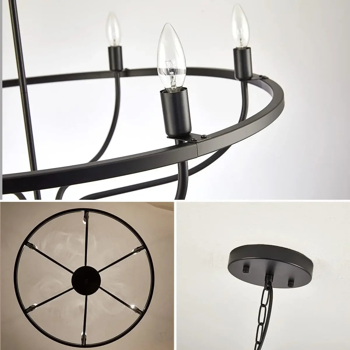 lustre suspension rétro led industriel anneau lumineux decorfixtures - vue 5 sur 12