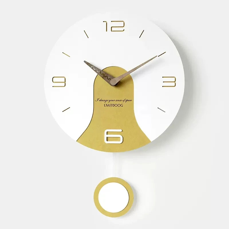 horloge murale silencieuse en bois massif design créatif - vue 8 sur 11
