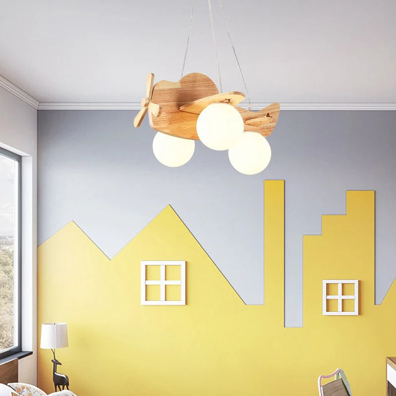 lustre en bois pour chambre d'enfant suspension décorative - vue 4 sur 15
