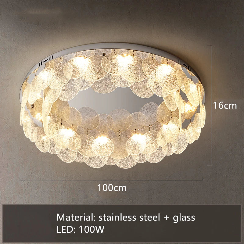 plafonnier led moderne en acier inoxydable et verre pour décoration intérieure - vue 9 sur 10
