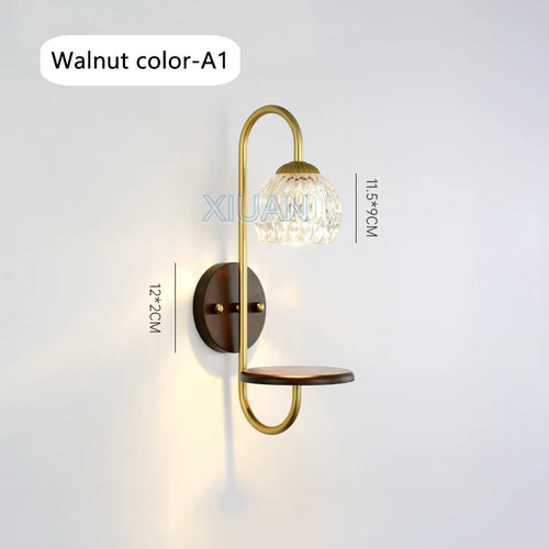 appliques murales led modernes avec étagère en verre transparent