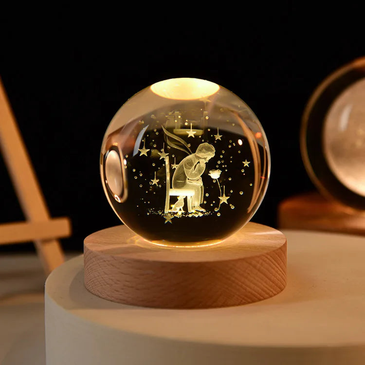 boule de cristal 3D système solaire gravé cadeau décoratif - vue 10 sur 32
