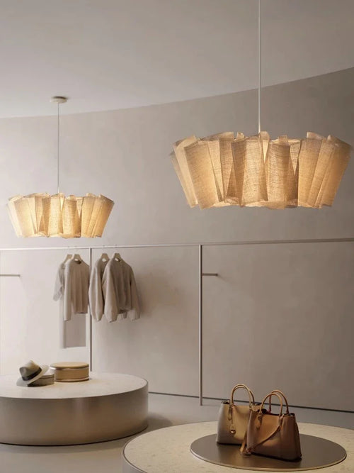 Nordique Vintage Wabi Sabi vent fait à la main tissu Led lustre B &amp; B éclairage intérieur salle à manger Bar chambre chevet suspension lumières - vue 3 sur 10
