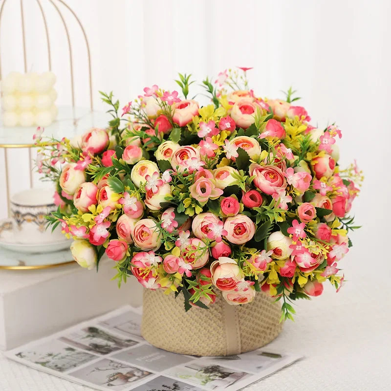 bouquet de roses artificielles en soie pour décoration élégante - vue 3 sur 10