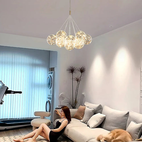 lustre en verre design créatif éclairage intérieur élégant led - vue 4 sur 12