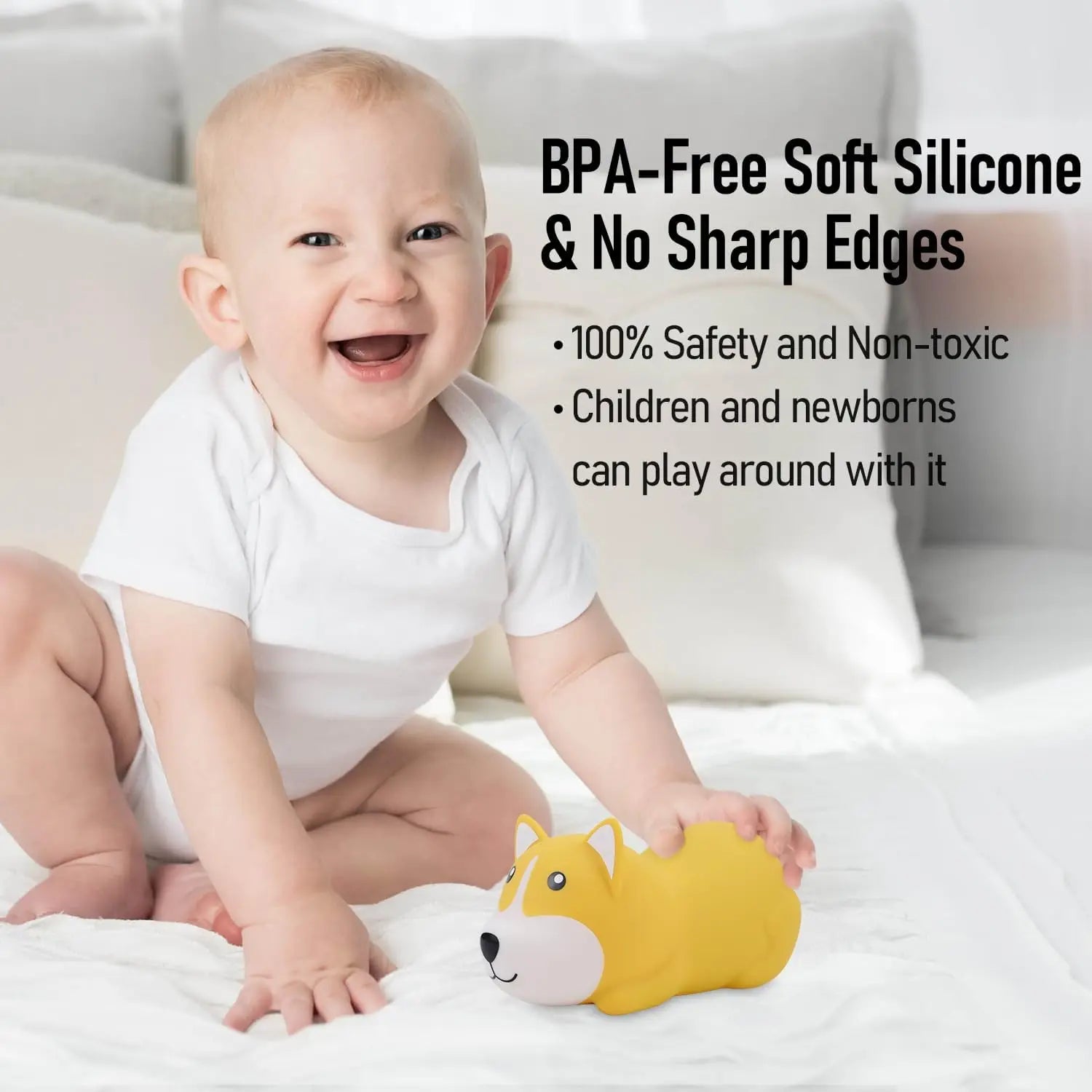 LED mignon Corgi veilleuses capteur tactile animaux lampe de nuit Silicone chien pour enfants enfant cadeau chambre chevet décor bébé lumière - vue 5 sur 7