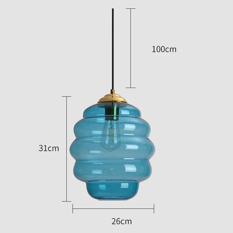 suspension moderne en verre teinté pour décoration intérieure - vue 14 sur 24
