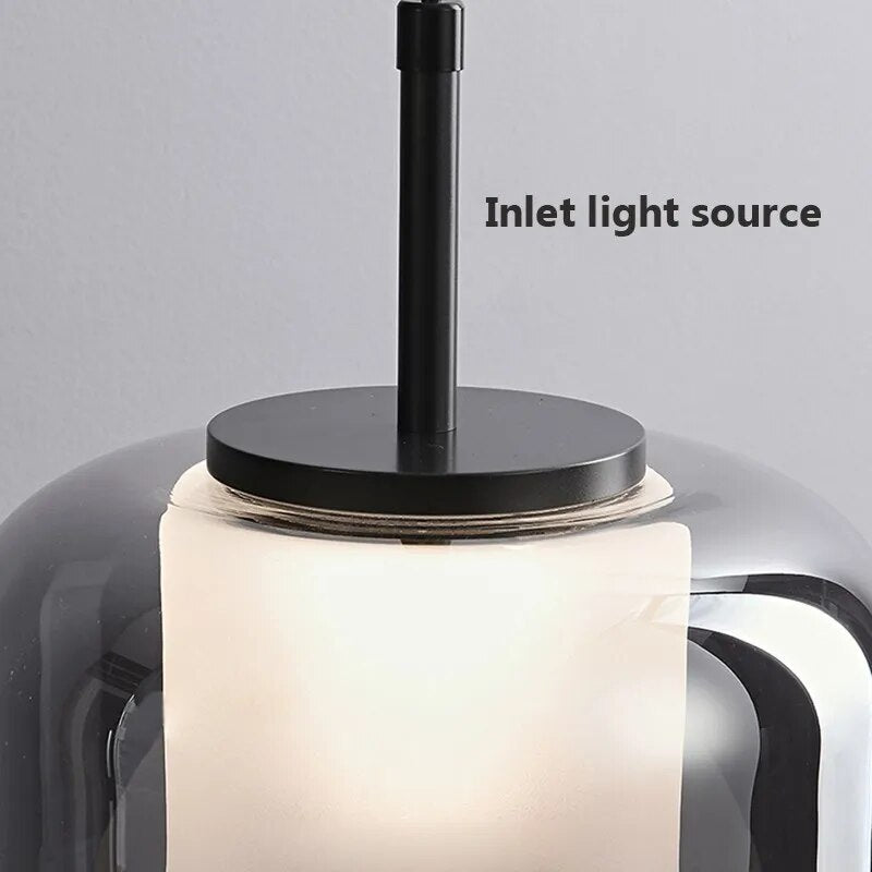 Suspension LED moderne en verre gris fumé à trois têtes - vue 4 sur 11