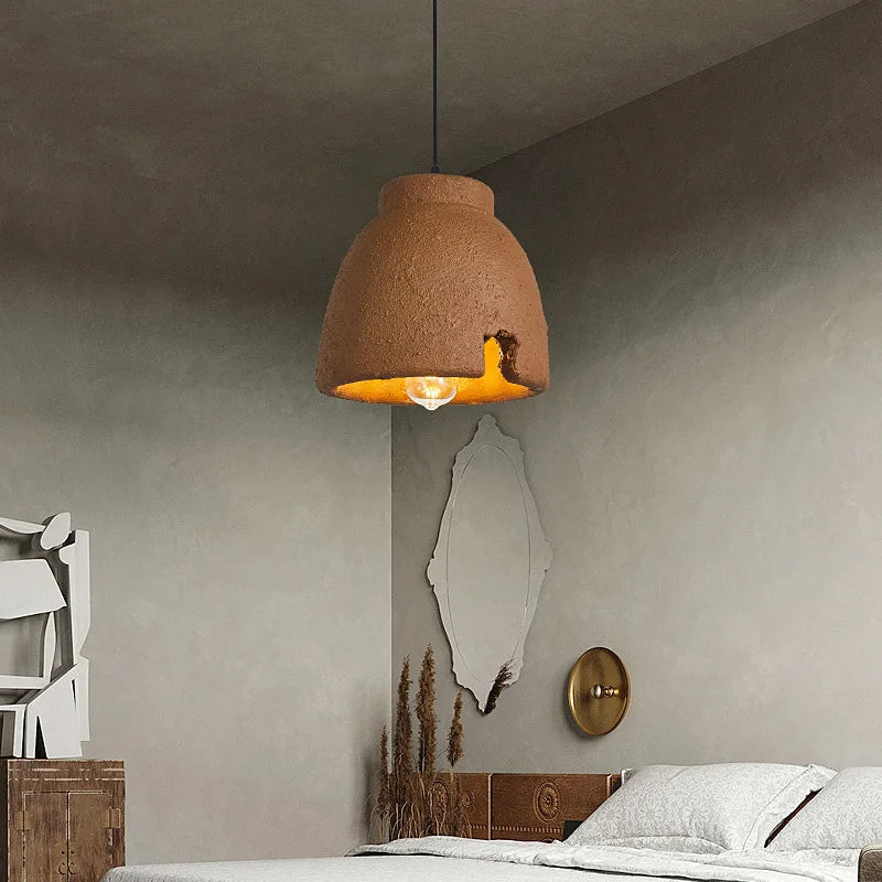 Nordique Wabi Sabi E27 Led lustres salle à manger lampes suspendues Lustre argile suspension lampe décor à la maison Loft luminaires suspendus - vue 4 sur 8