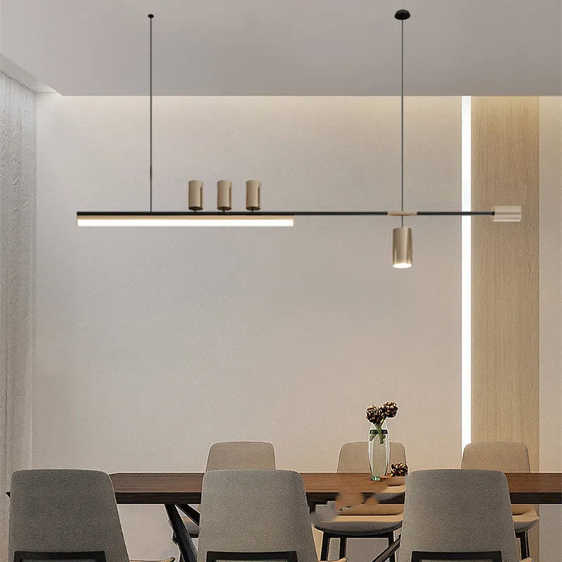 suspension led style nordique longue pour table cuisine bar - vue 3 sur 8